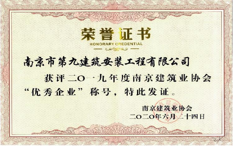 2019年優秀企業-第1張圖片-南京九建
